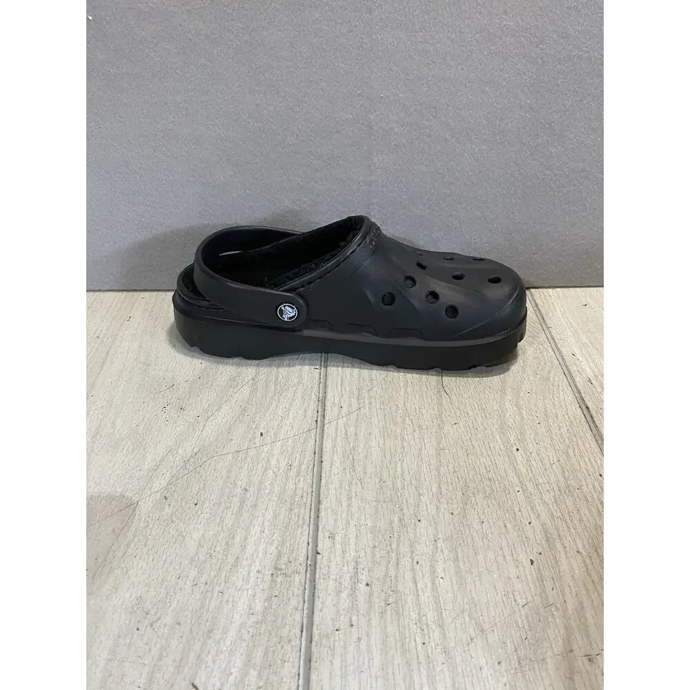 Crocs Fur Lined Slip On With Strap/Unisex/Black/Sz M6, W8 Dual Action Comfort